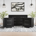 Furniture Of America Alaric Modern 3 Piece Black Wood Dresser And 2 Nightstand Bedroom Set