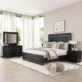 Furniture Of America Alaric Modern 4 Piece Black Wood Panel Bedroom Set With Led Headboard