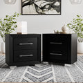 Furniture Of America Alaric Modern Black Wood 2 Drawer Nightstand With Usb Ports Set Of 2