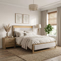 Furniture Of America Aluvo Modern 2 Piece Natural Solid Wood Bedroom Set With Nightstand
