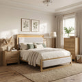 Furniture Of America Aluvo Modern 3 Piece Natural Solid Wood Bedroom Set With Chest And Nightstand