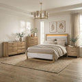Furniture Of America Aluvo Modern 4 Piece Natural Solid Wood Bedroom Set With Dresser Chest And Nightstand