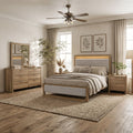 Furniture Of America Aluvo Modern 5 Piece Natural Solid Wood Bedroom Set With Dresser Mirror And 2 Nightstands