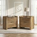 Furniture Of America Aluvo Modern Natural Solid Wood 2 Drawer Nightstand Set Of 2