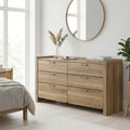 Furniture Of America Aluvo Modern Natural Solid Wood 6 Drawer Double Dresser