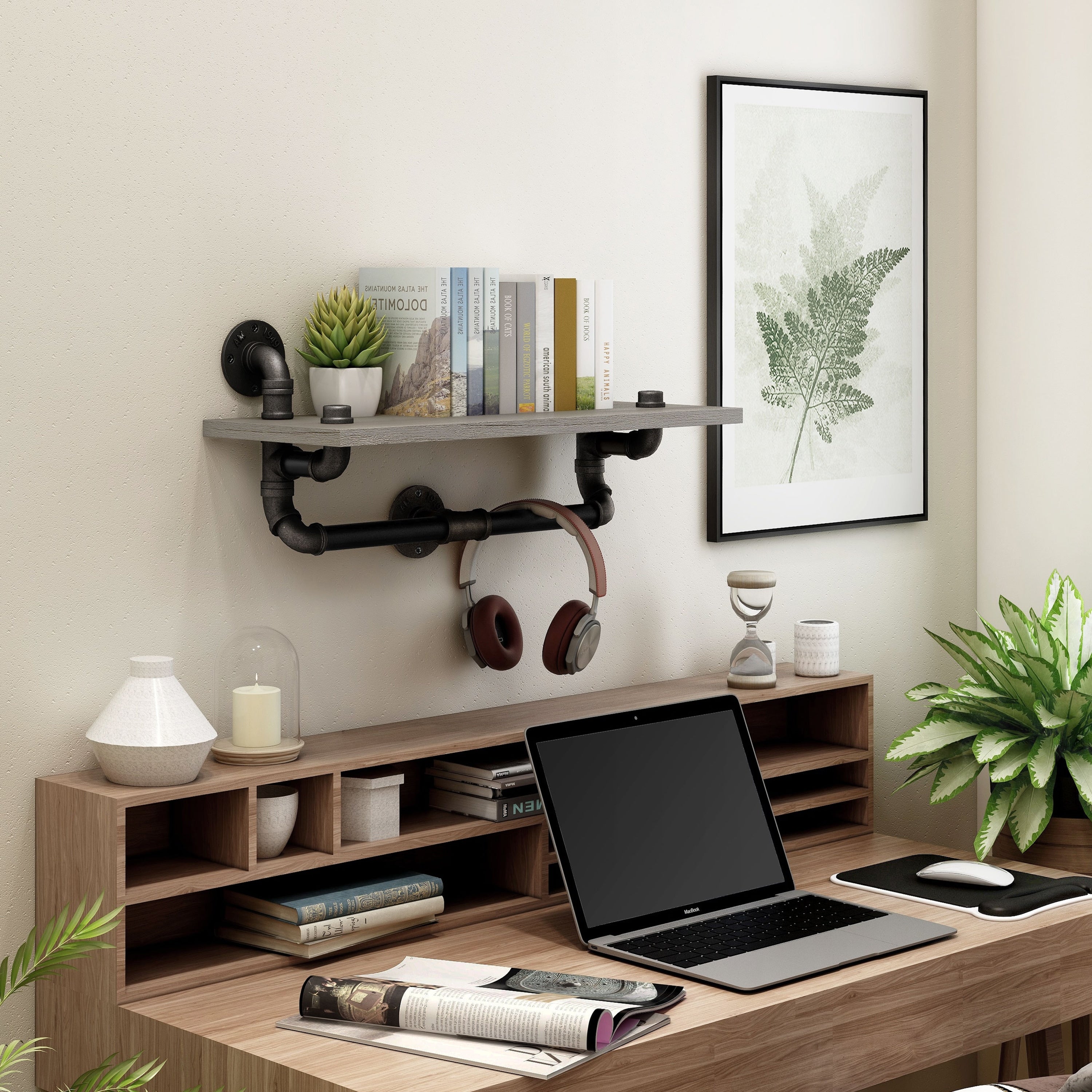 Furniture Of America Andre Industrial Grey Floating Wall Shelf