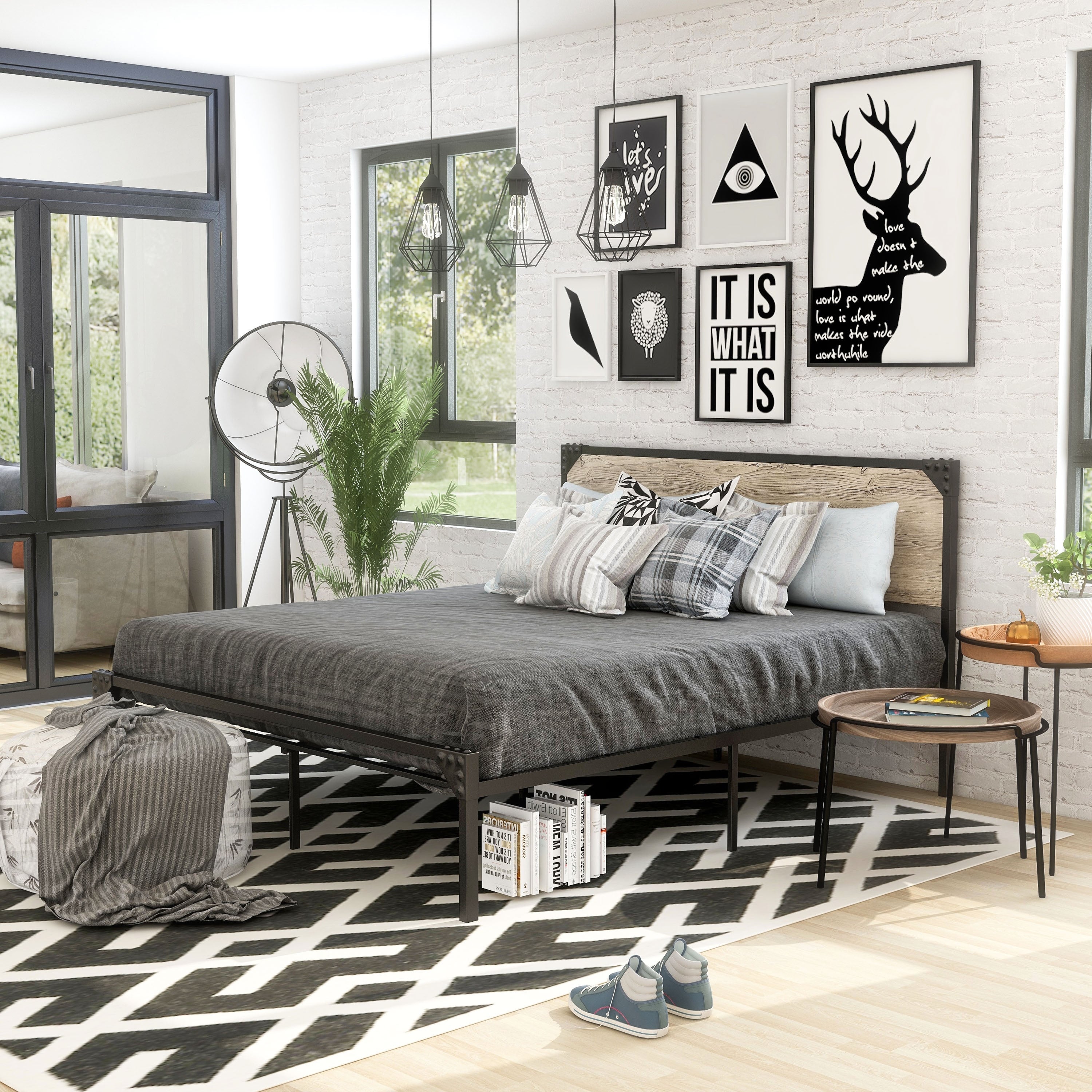 Furniture Of America Aramana Industrial Steel Platform Bed