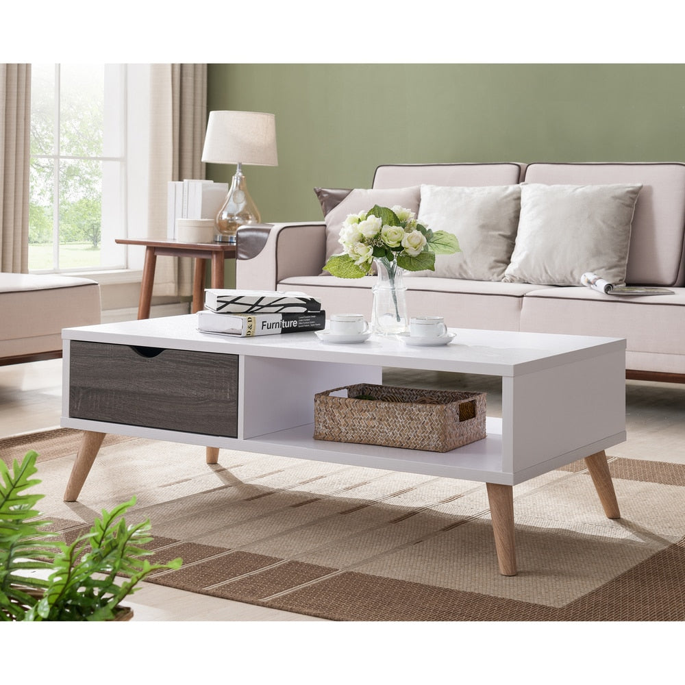 Arella Ii Modern Distressed Grey White Coffee Table By Foa
