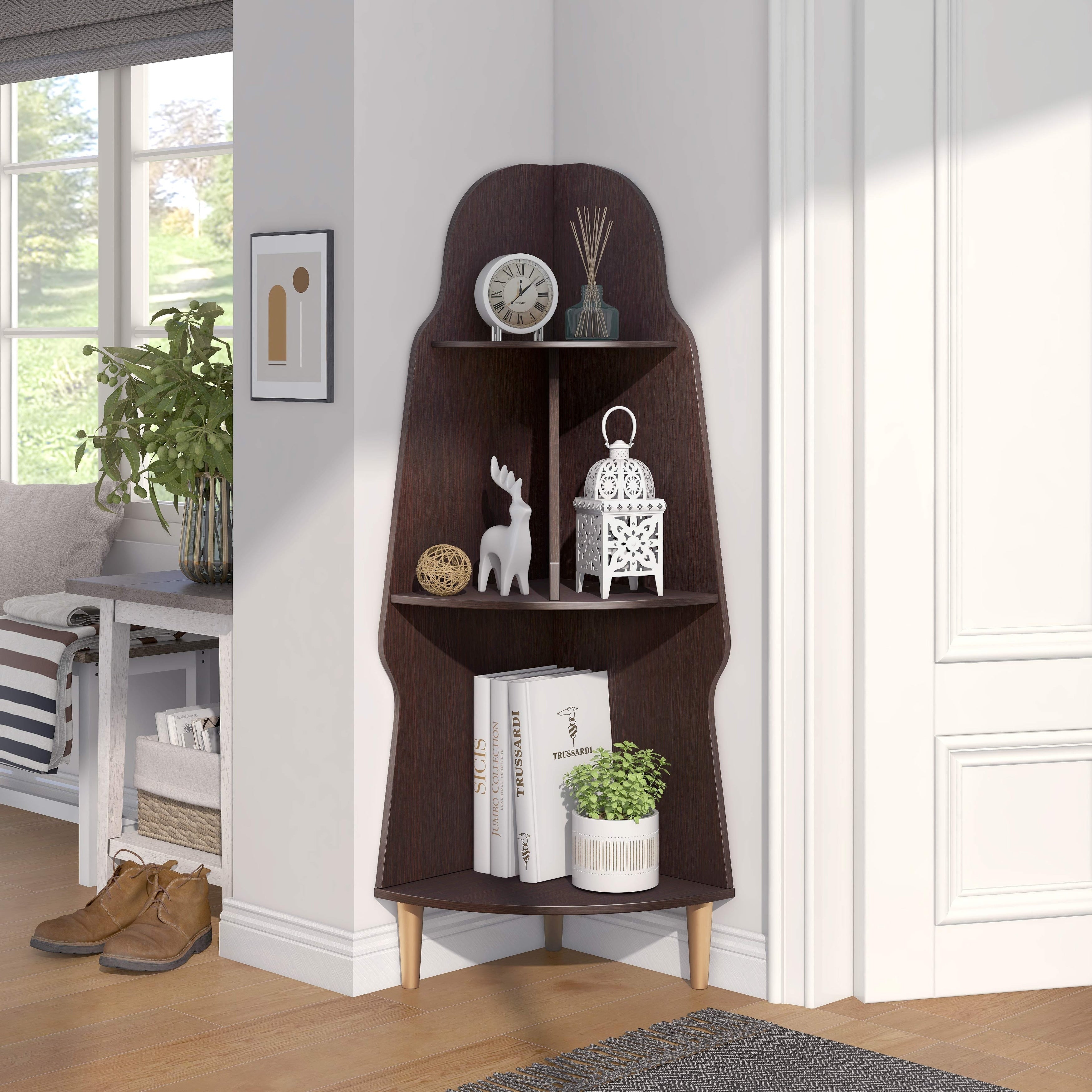 Furniture Of America Arissa Modern 3 Shelf Corner Bookcase