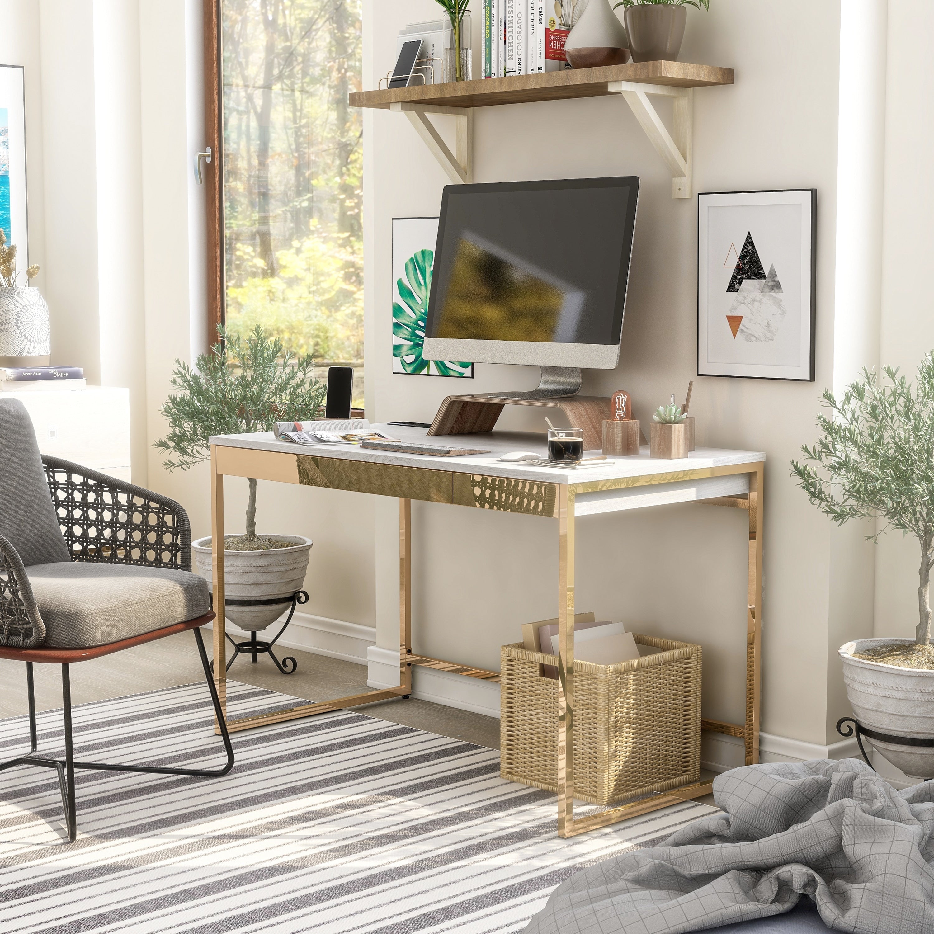 Furniture Of America Arthur Modern Copper Tone 2 Drawer Desk