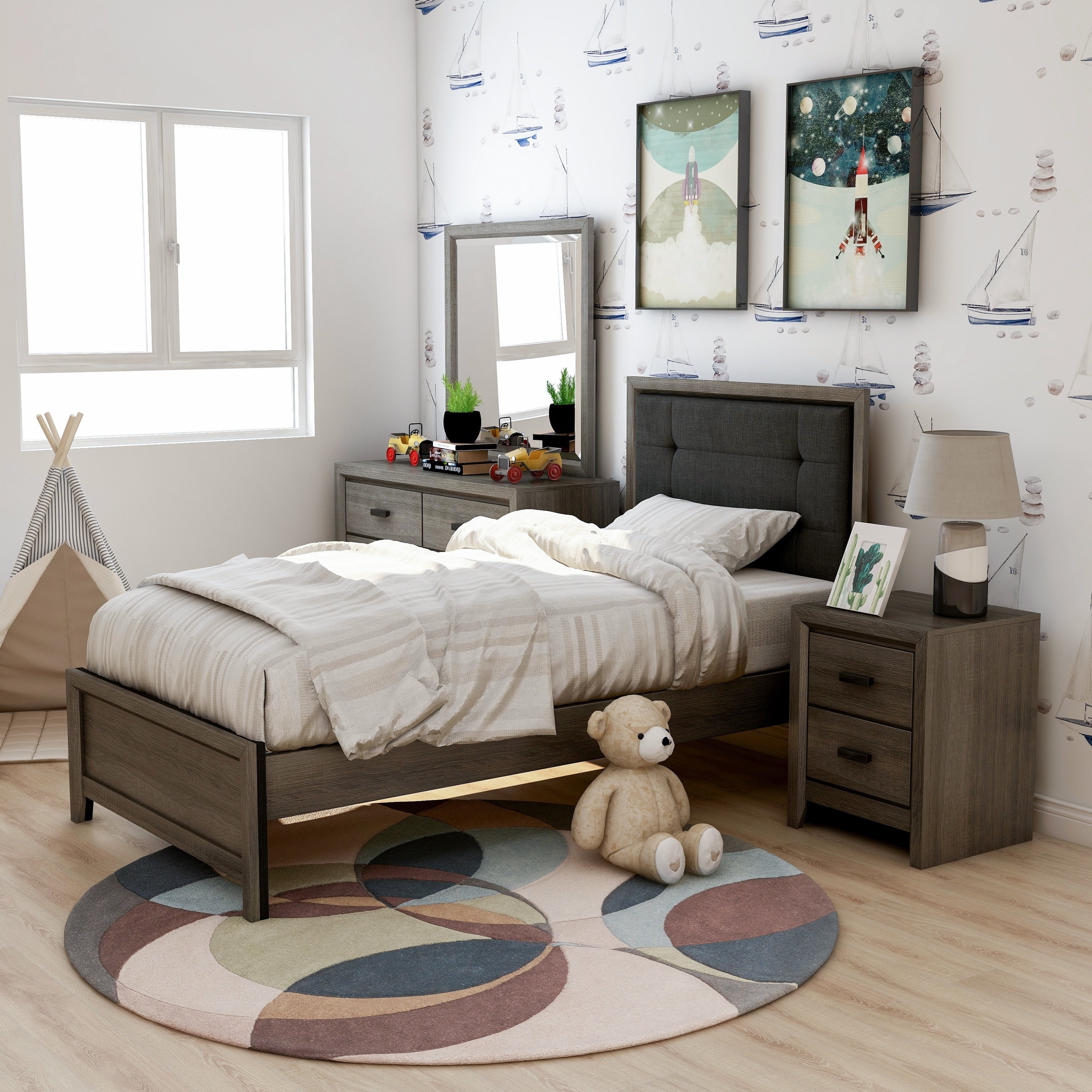 Furniture Of America Aury Transitional Grey 4 Piece Bedroom Set