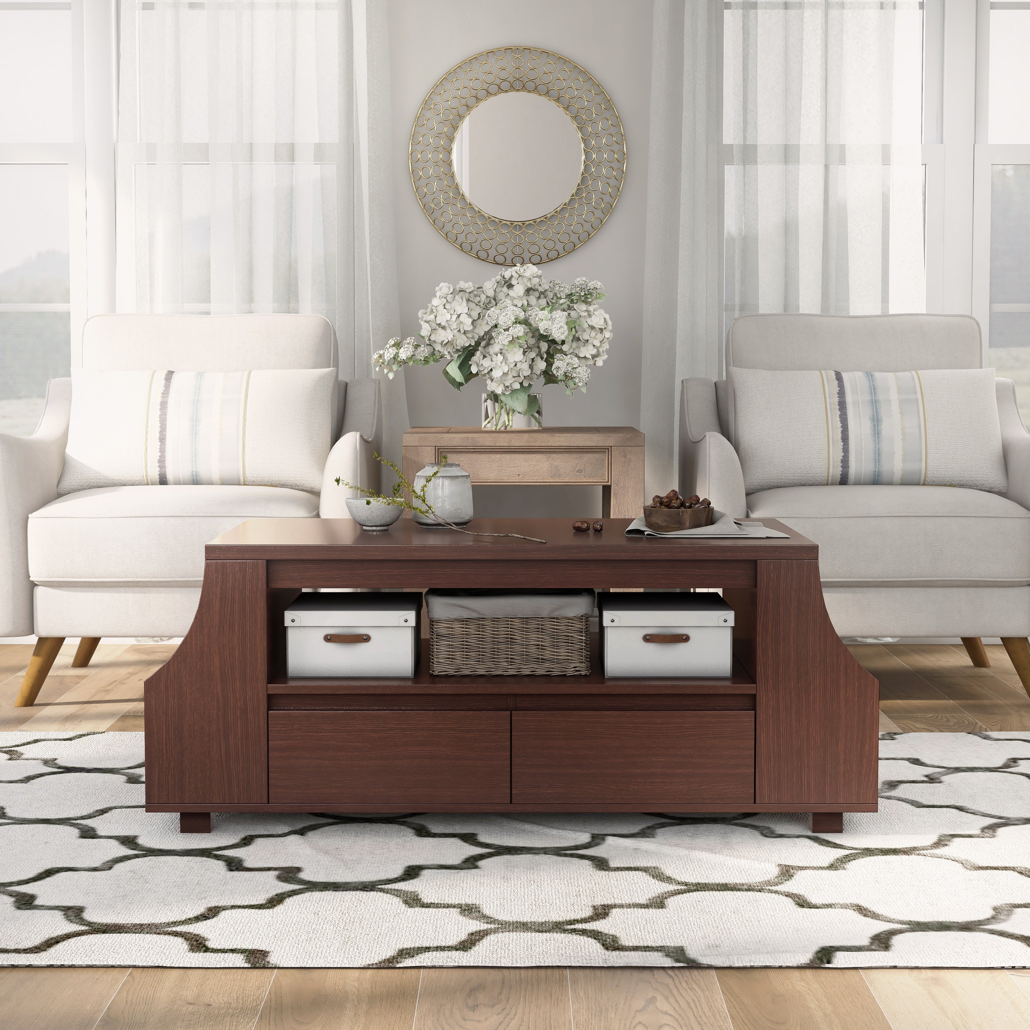 Furniture Of America Basa Contemporary Walnut Storage Coffee Table