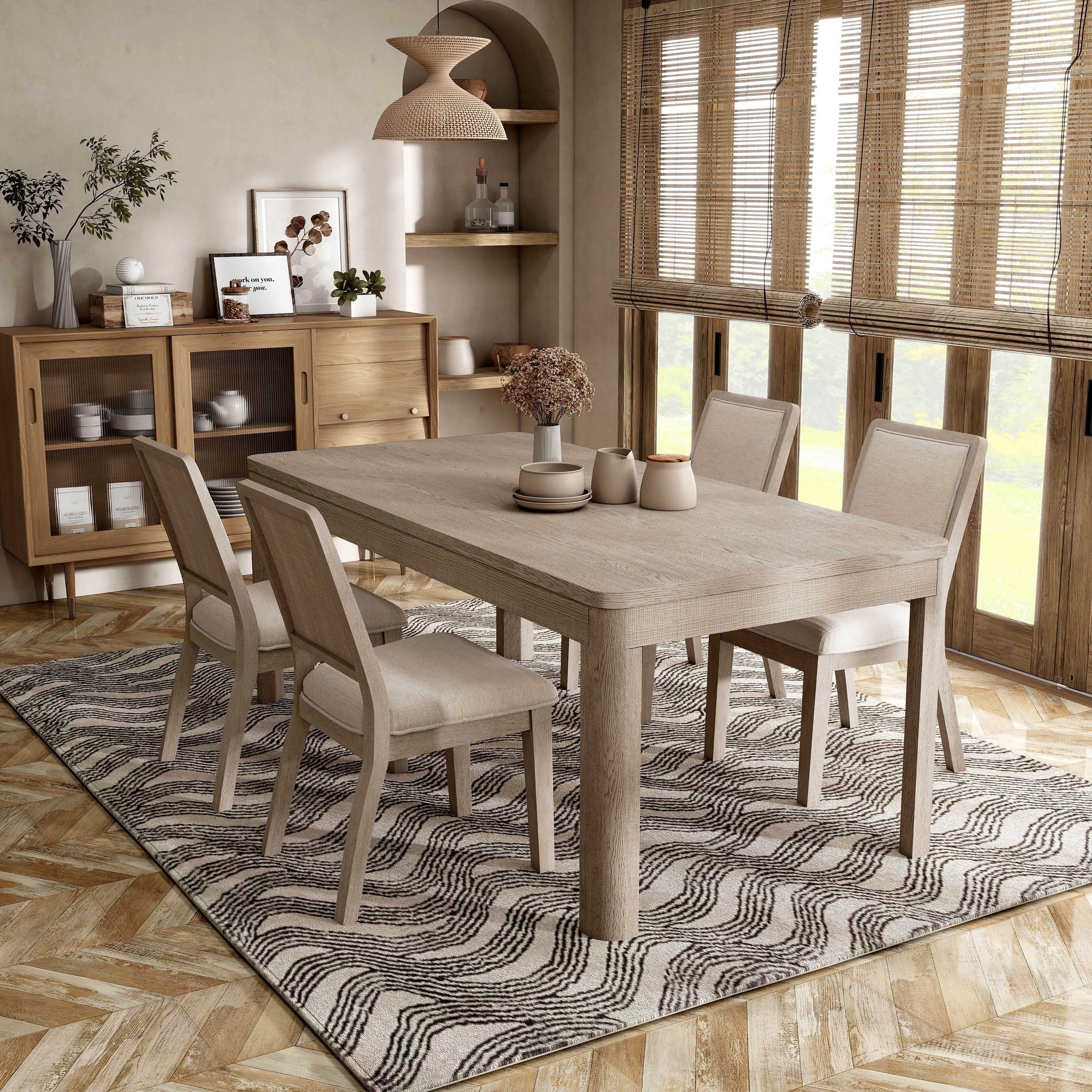 Furniture Of America Billet Modern 5 Piece Natural Oak Wood Dining Table Set