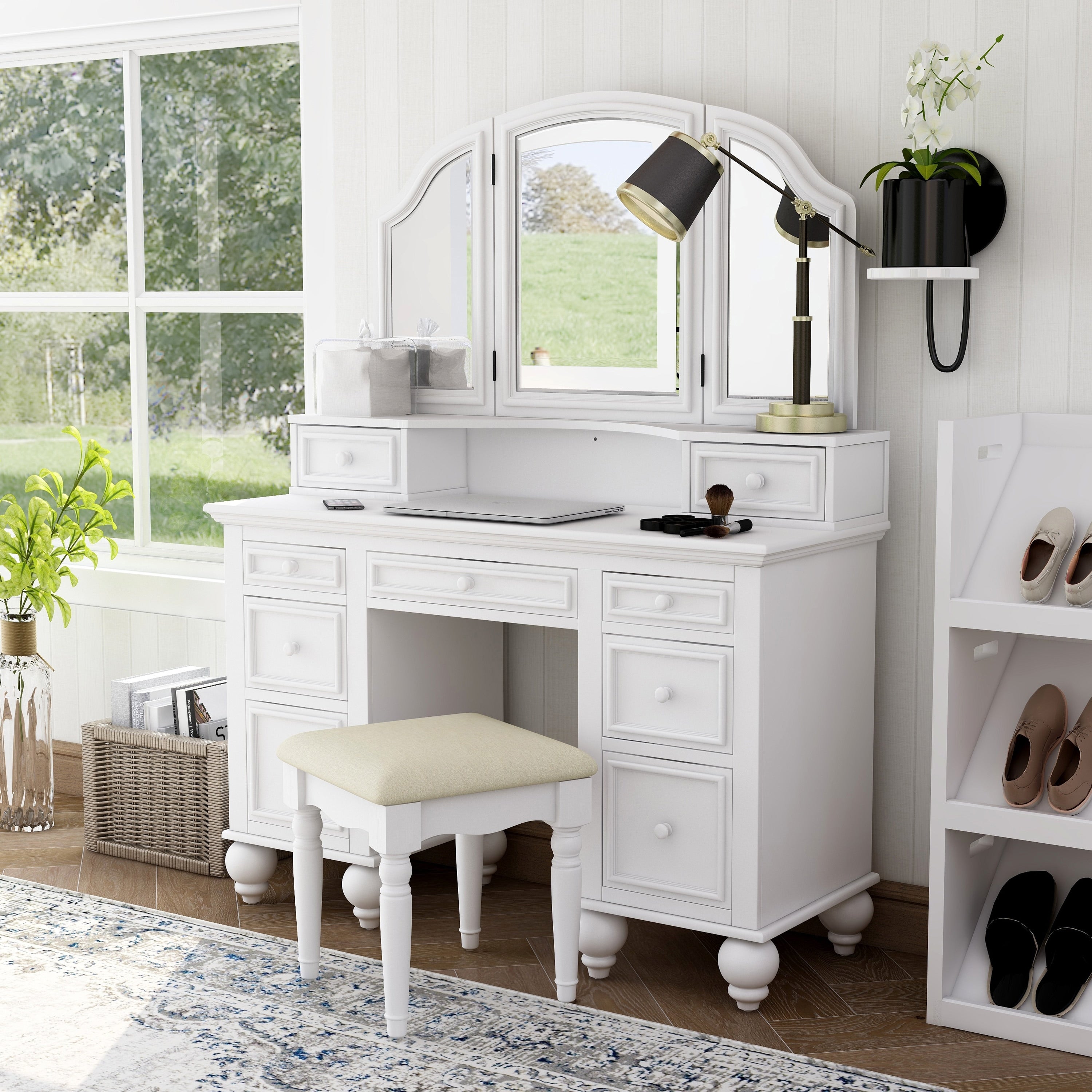 Shianne Contemporary 2 Piece Vanity Table Set By Foa