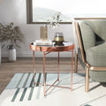 Furniture Of America Rosina Contemporary Mirrored Rose Gold And Black Round End Table
