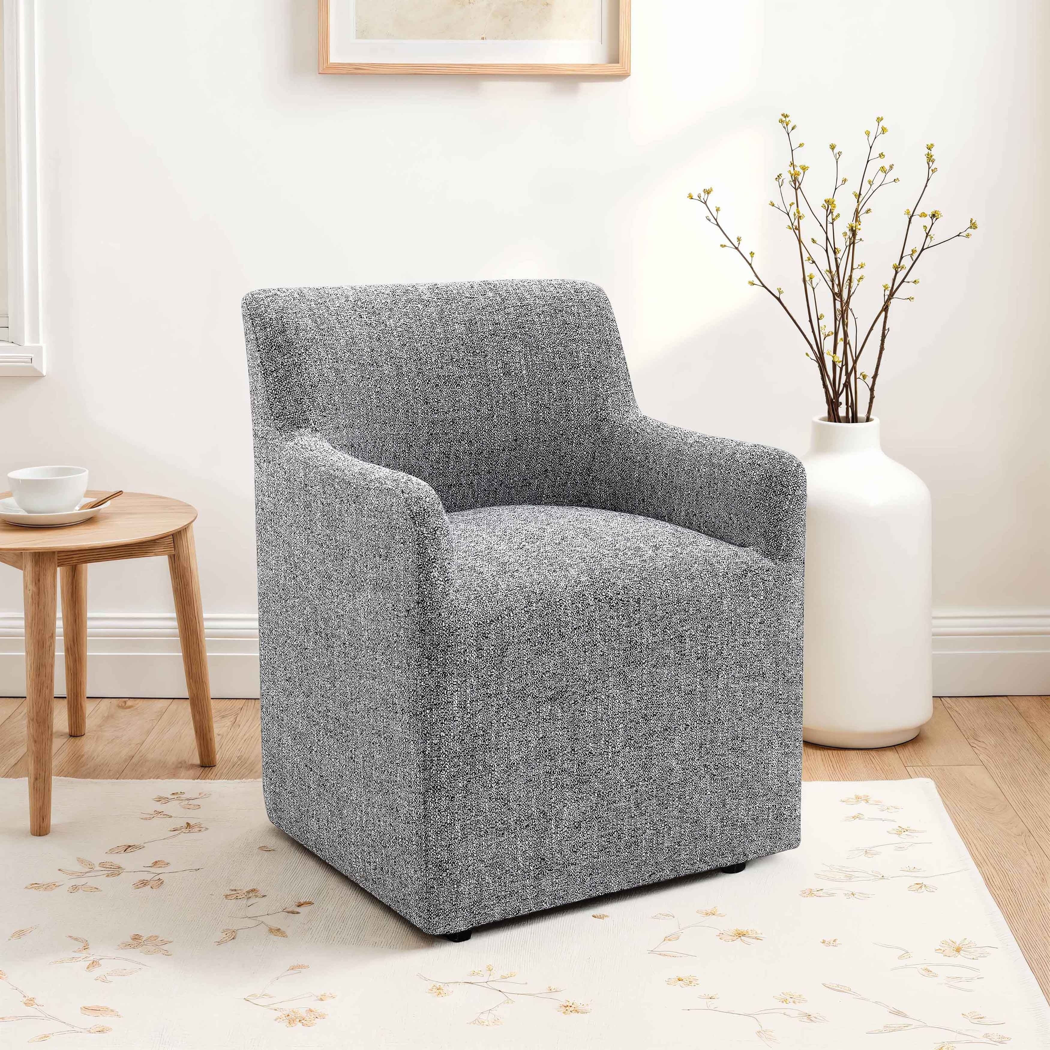 Furniture Of America Braya Modern Barrel Back Oeko Tex Fabric Fully Assembled Arm Chair With Casters