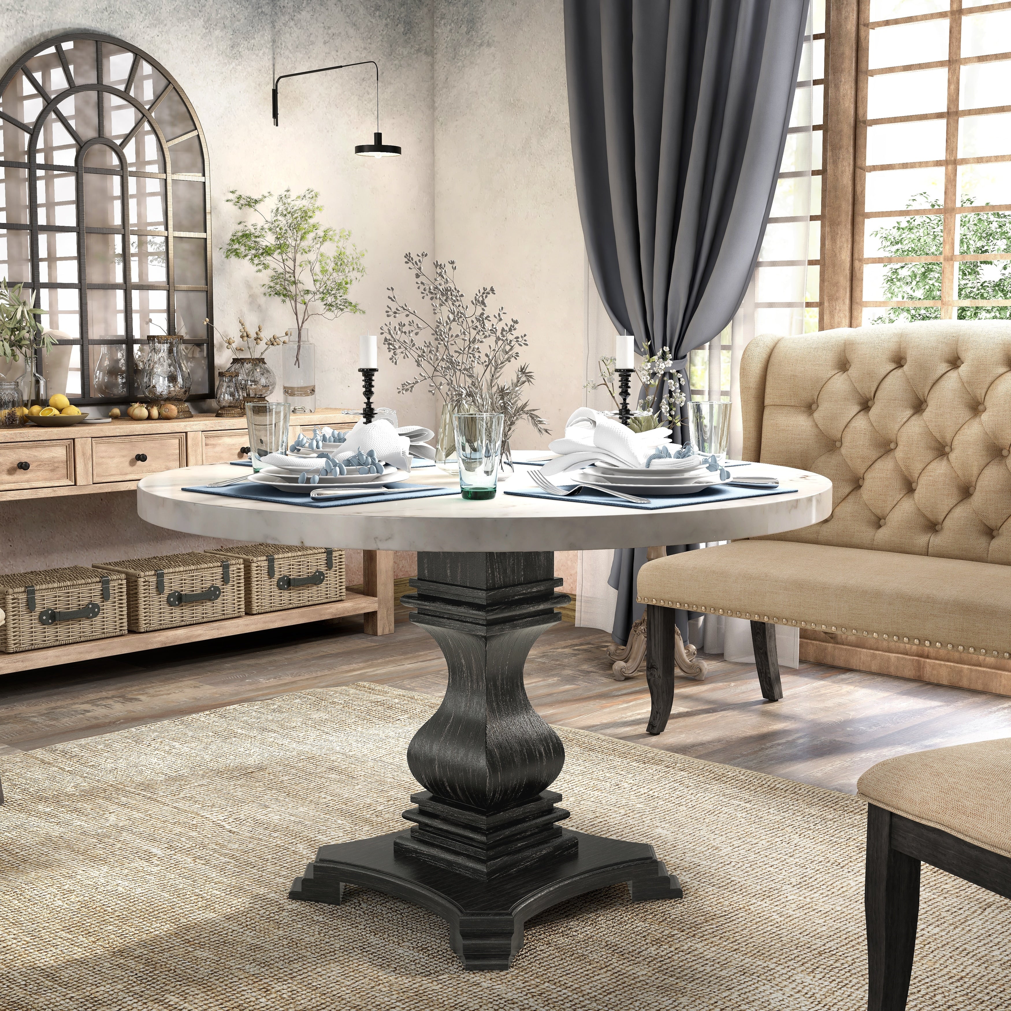 Brice Rustic 48 Inch White Dining Table By Foa