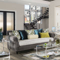 Furniture Of America Brin Transitional Grey Solid Wood Padded Sofa