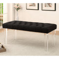 Furniture Of America Brissa Glam Tufted Faux Velvet Microfiber Clear Acrylic Leg Bench