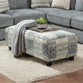 Furniture Of America Caledonia Transitional Blue Chenille Ottoman