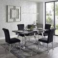 Furniture Of America Carra Glam 5 Piece Stainless Steel 60 Inch Upholstered Dining Table Set