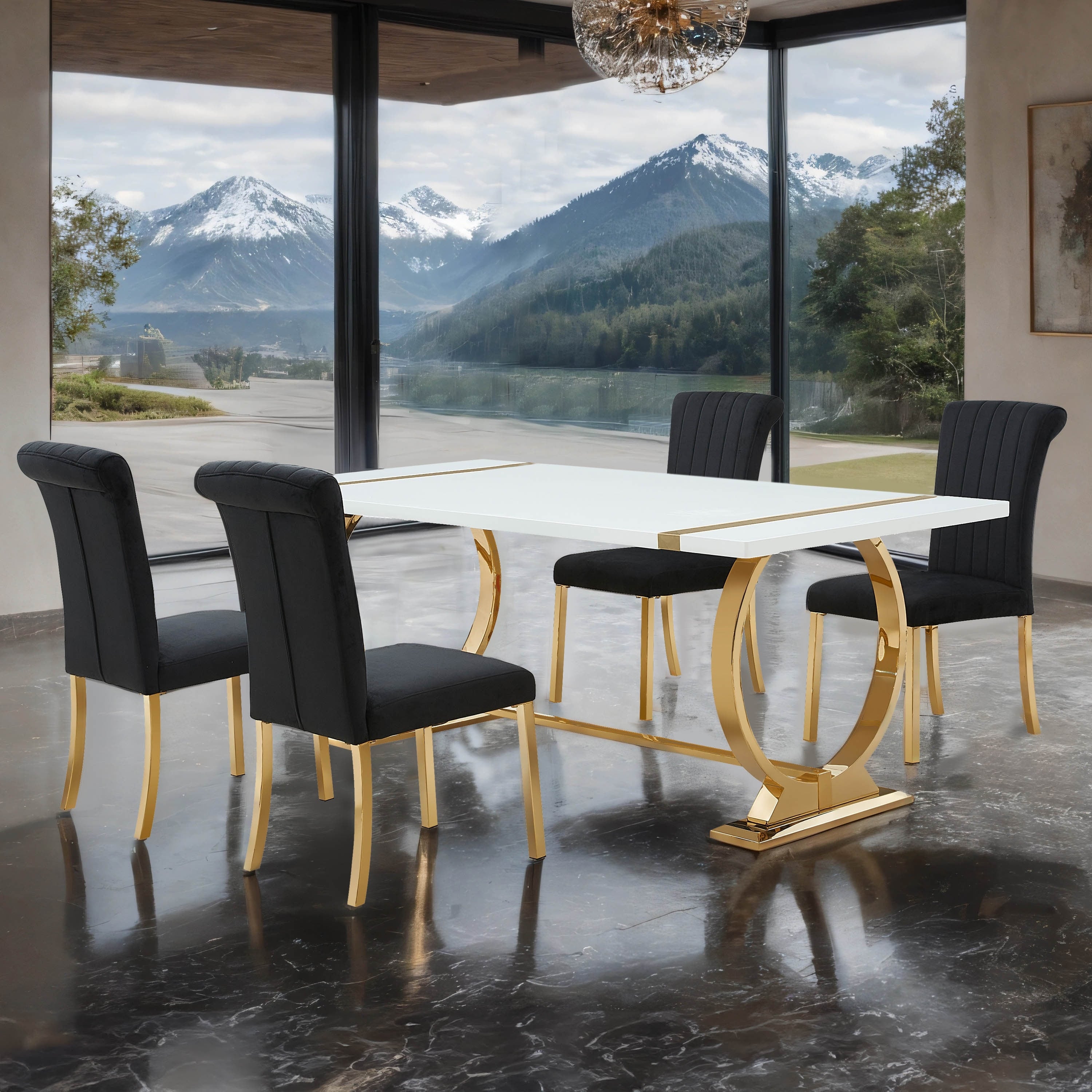 Furniture Of America Carra Modern 5 Piece Stainless Steel Dining Table Set