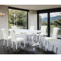 Furniture Of America Carra Modern 7 Piece Stainless Steel Dining Table Set