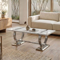 Furniture Of America Carra Modern Stainless Steel O Shaped Trestle Base Coffee Table