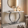 Furniture Of America Carra Modern Stainless Steel O Shaped Trestle Base Sofa Table