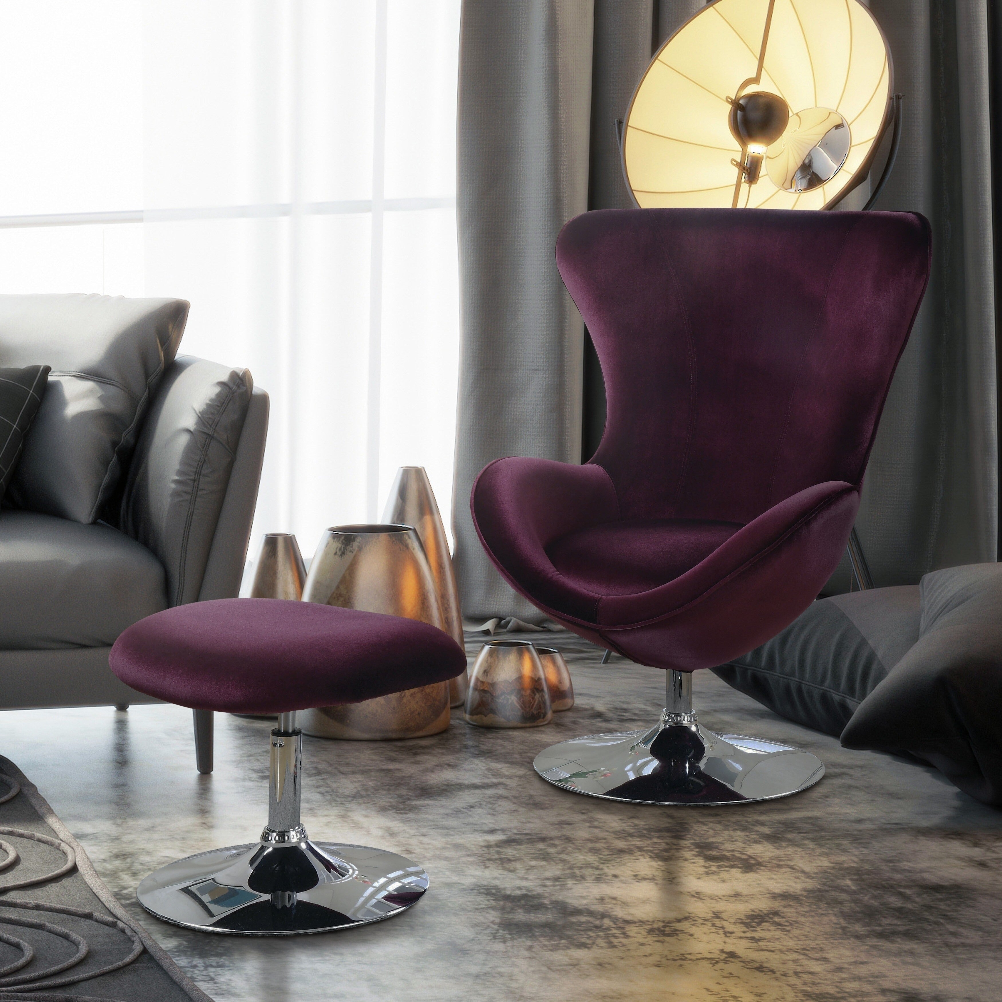 Furniture Of America Cher Modern 2 Piece Scoop Frame Chair And Ottoman Set