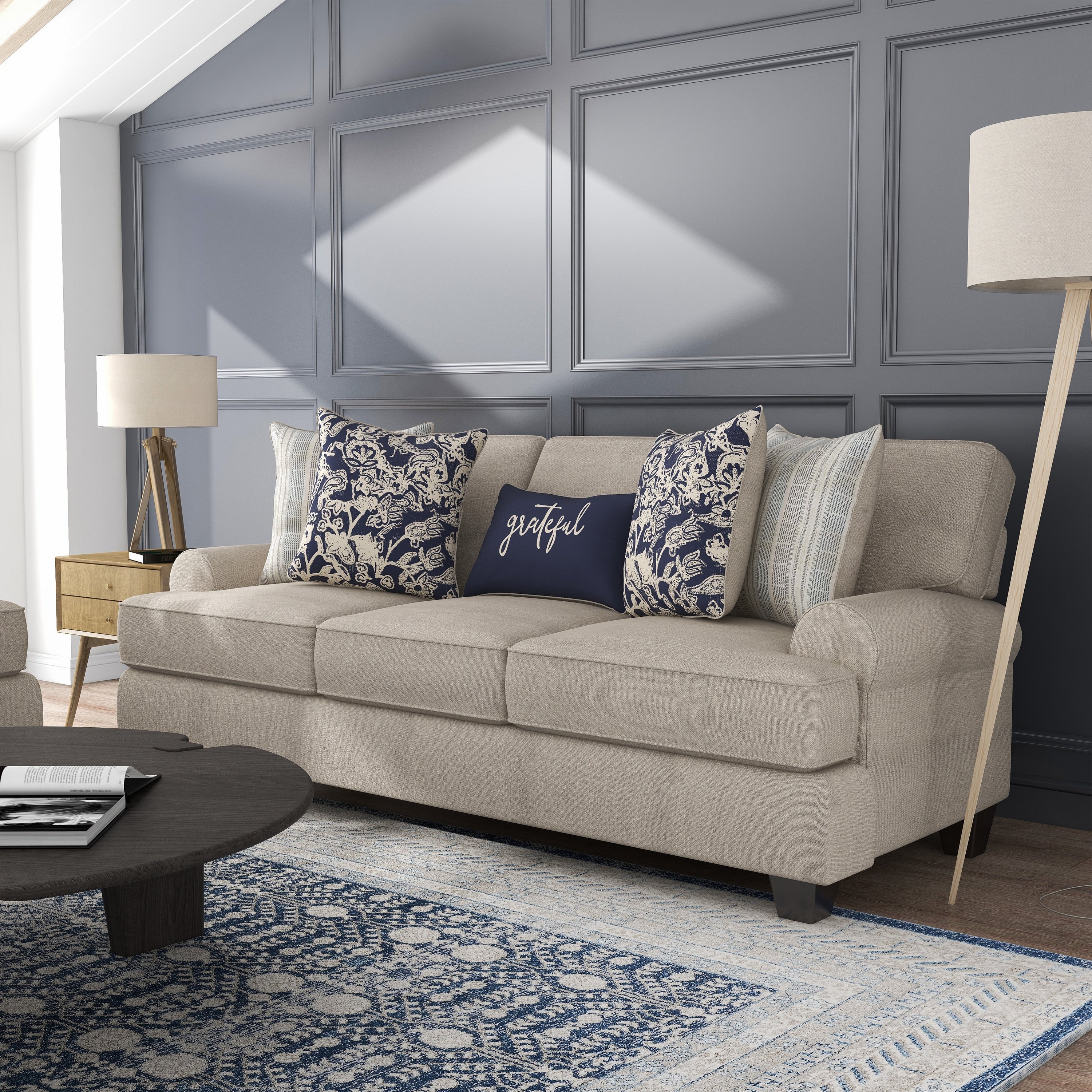 Furniture Of America Chestnut Transitional Ivory Chenille Sofa