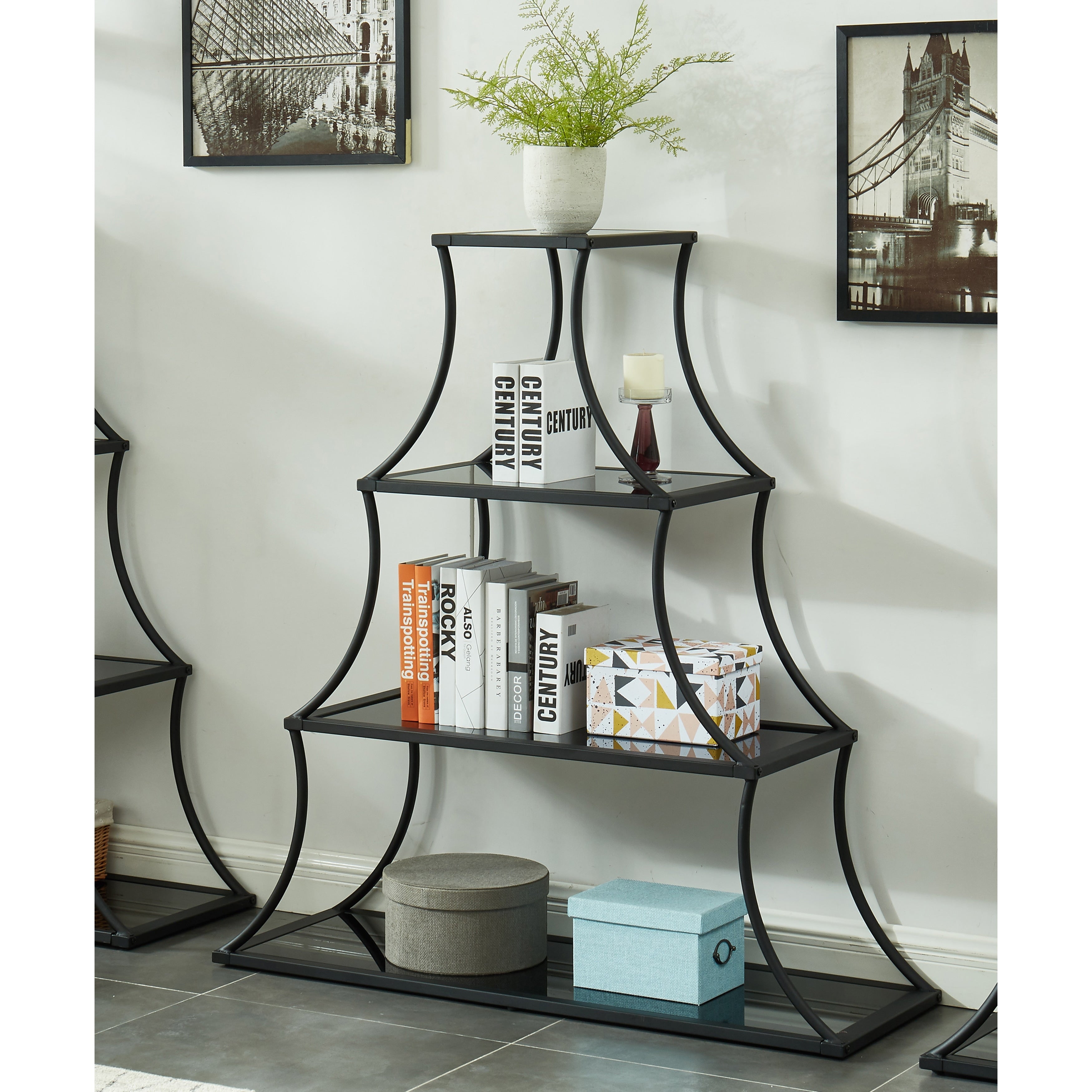 Furniture Of America Contemporary Glass Shelves Bookcase