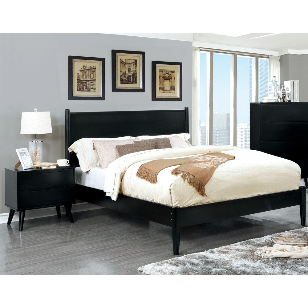 Corrine Mid Century Modern Black 2 Piece Bedroom Set