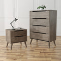 Corrine Mid Century Modern Grey 2 Piece Chest And Nightstand Set