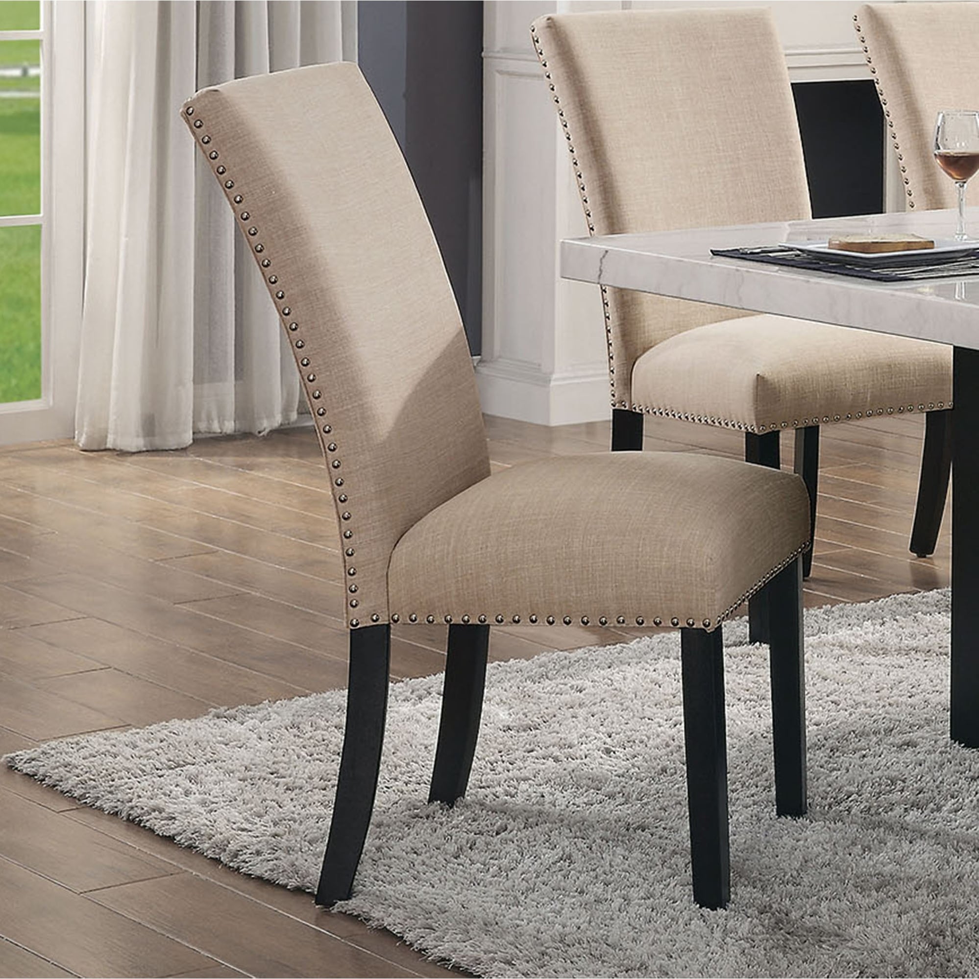 Furniture Of America Cots Transitional Flannelette Side Chair Set Of 2
