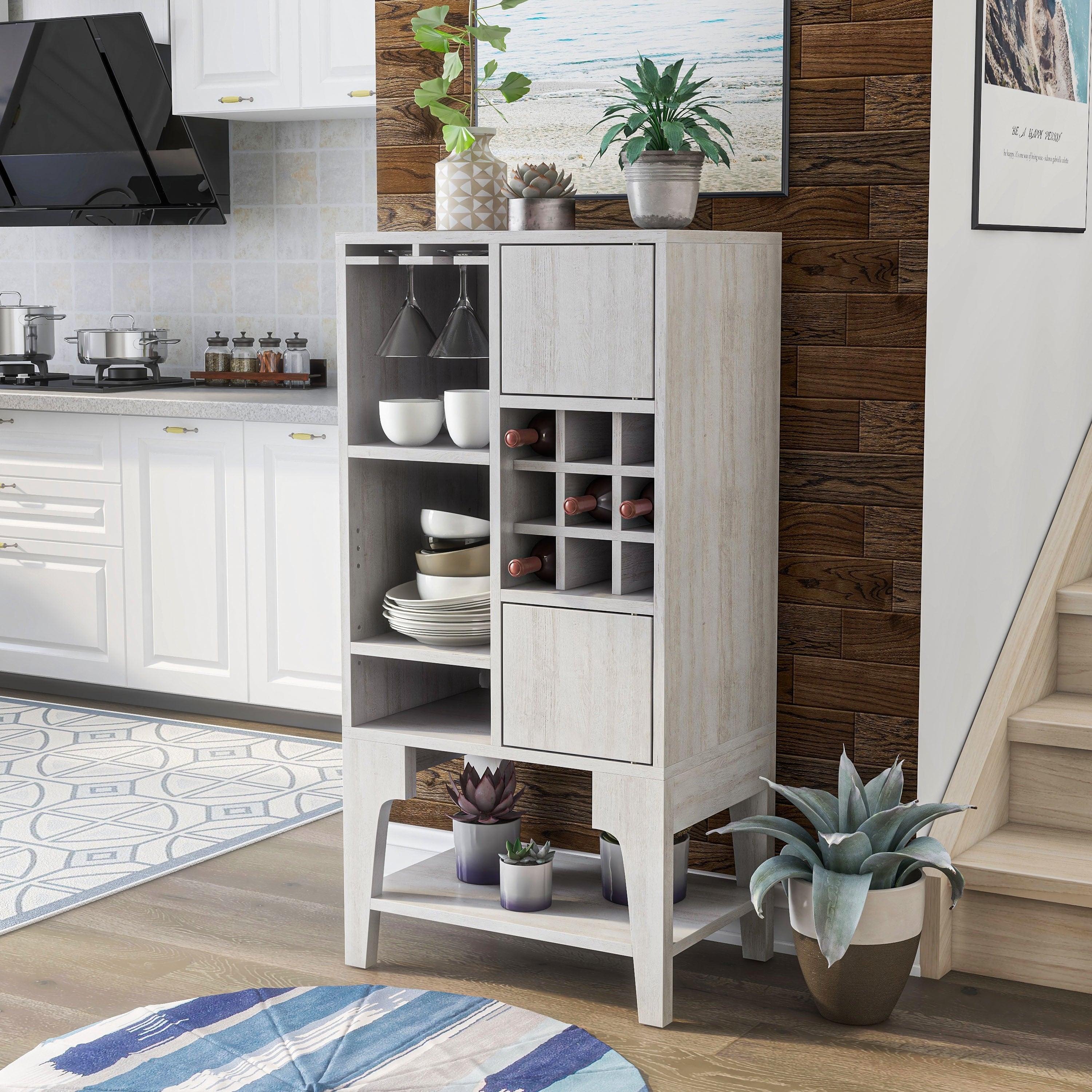 Furniture Of America Cregg Contemporary 4 Open Shelves Buffet