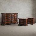 Furniture Of America Cresswell Traditional 3 Piece Dark Cherry And Oak Wood Dresser And 2 Nightstand Bedroom Set