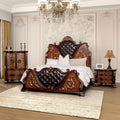 Furniture Of America Cresswell Traditional 3 Piece Dark Cherry And Oak Wood Panel Bedroom Set