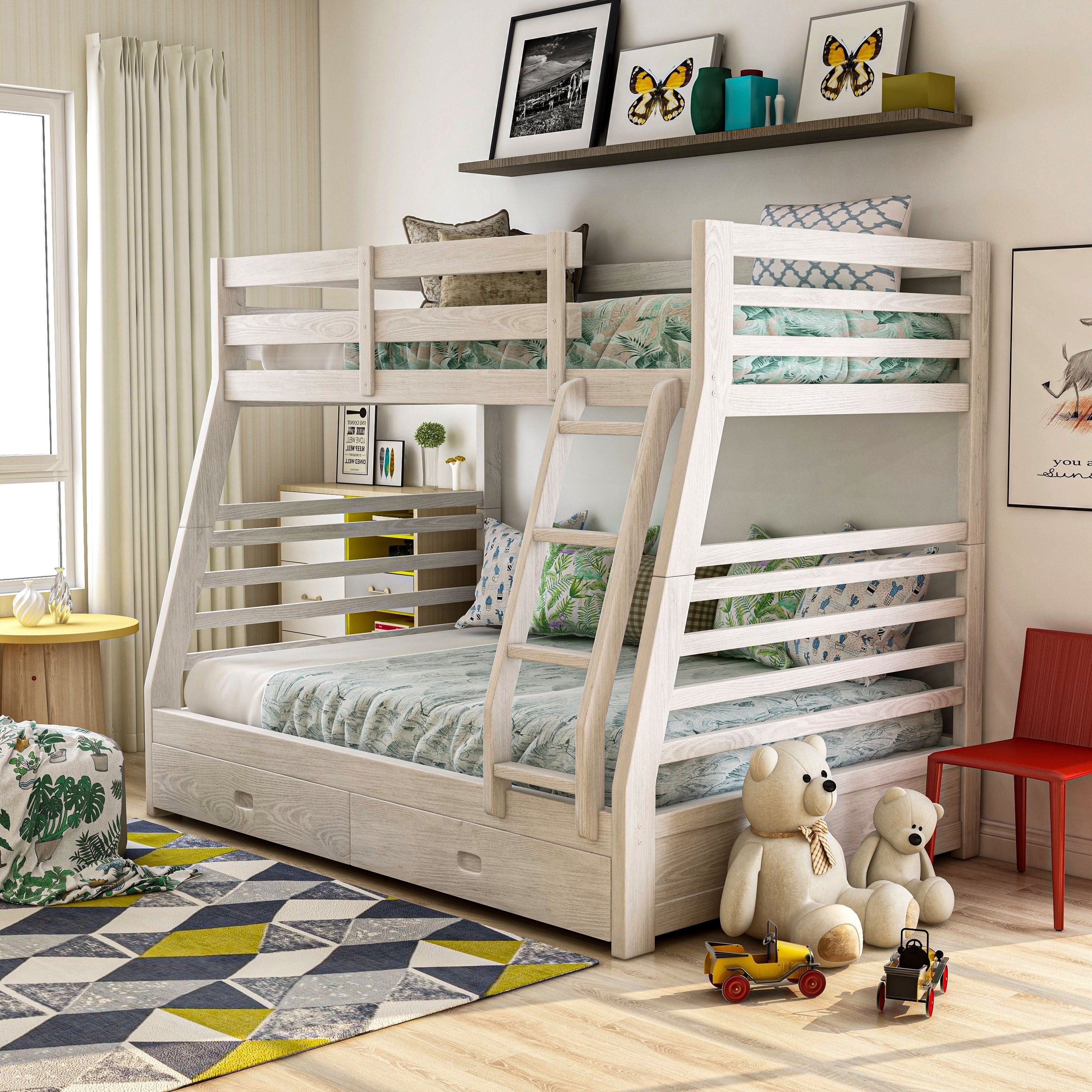 Junior Roomates Contemporary Twin Over Full Bunk Bed Set By Foa