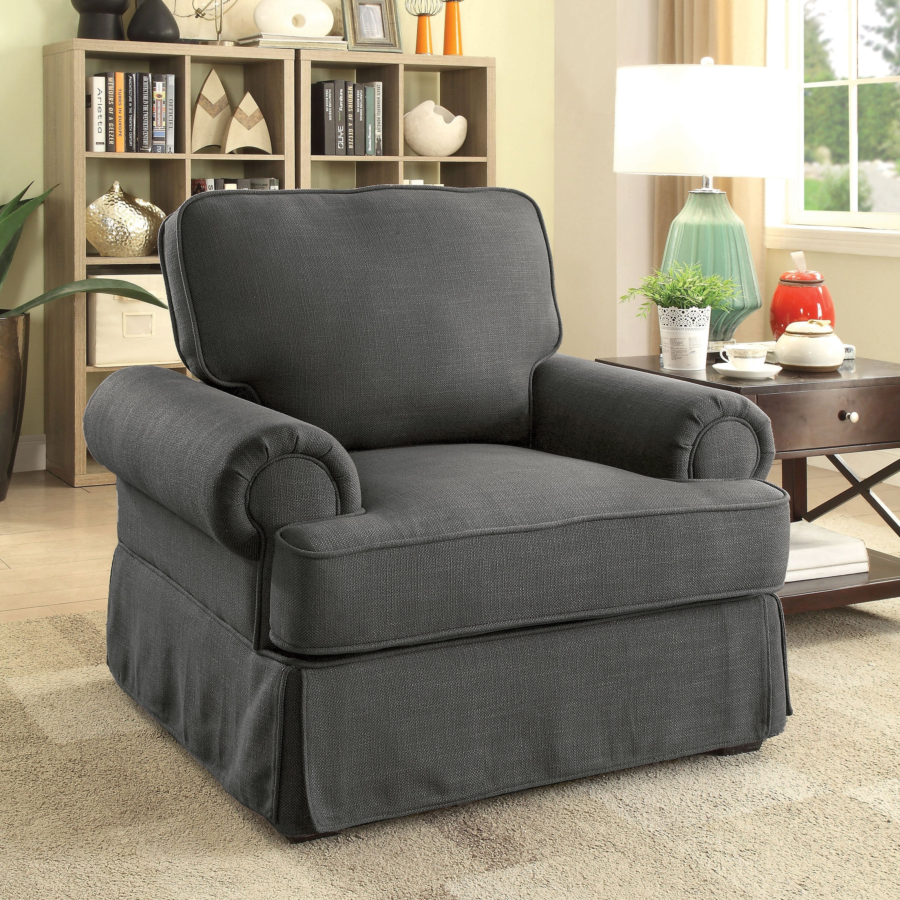 Furniture Of America Eagleton Contemporary Pillow Top Skirted Accent Chair