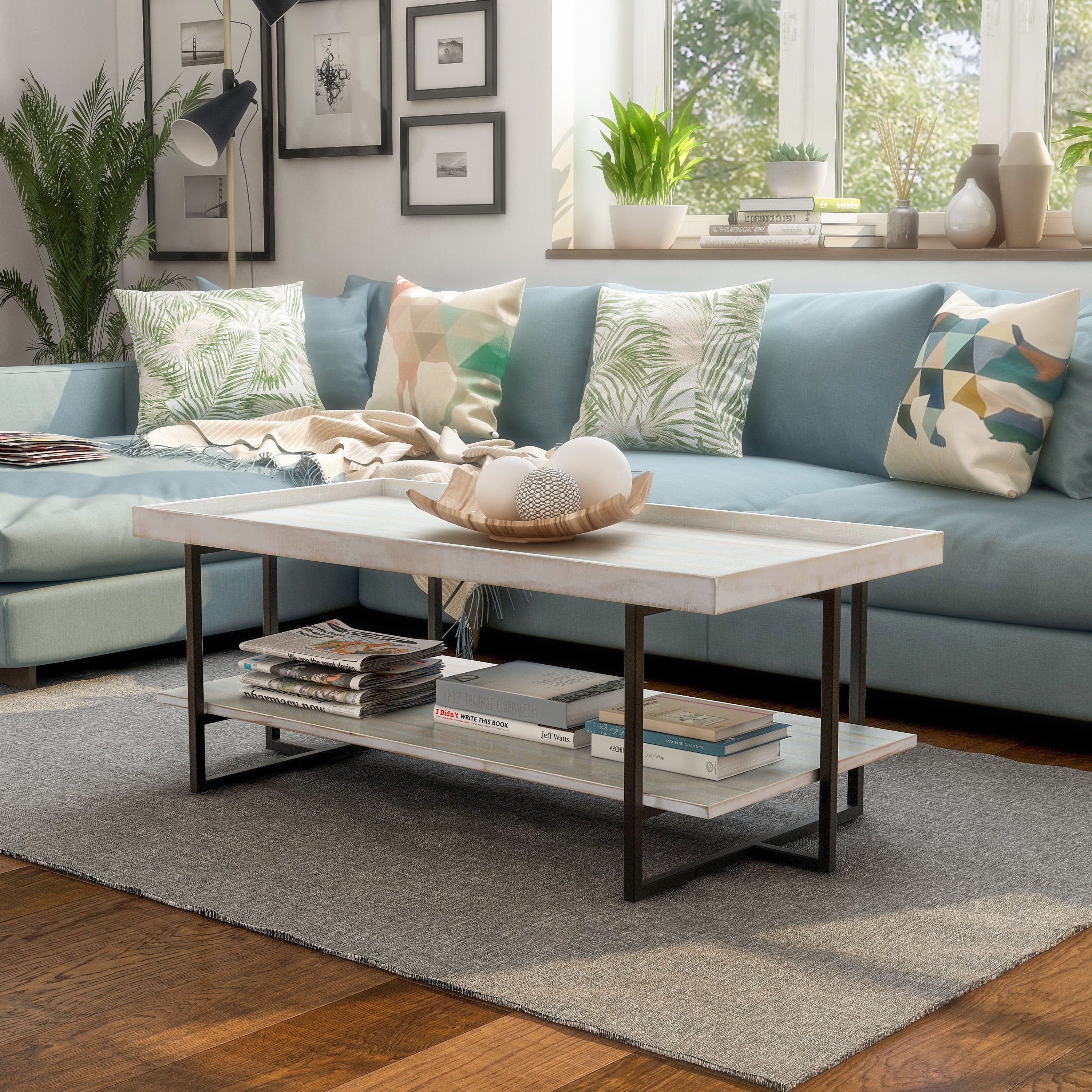 Furniture Of America Damara Transitional Antique Finish Coffee Table