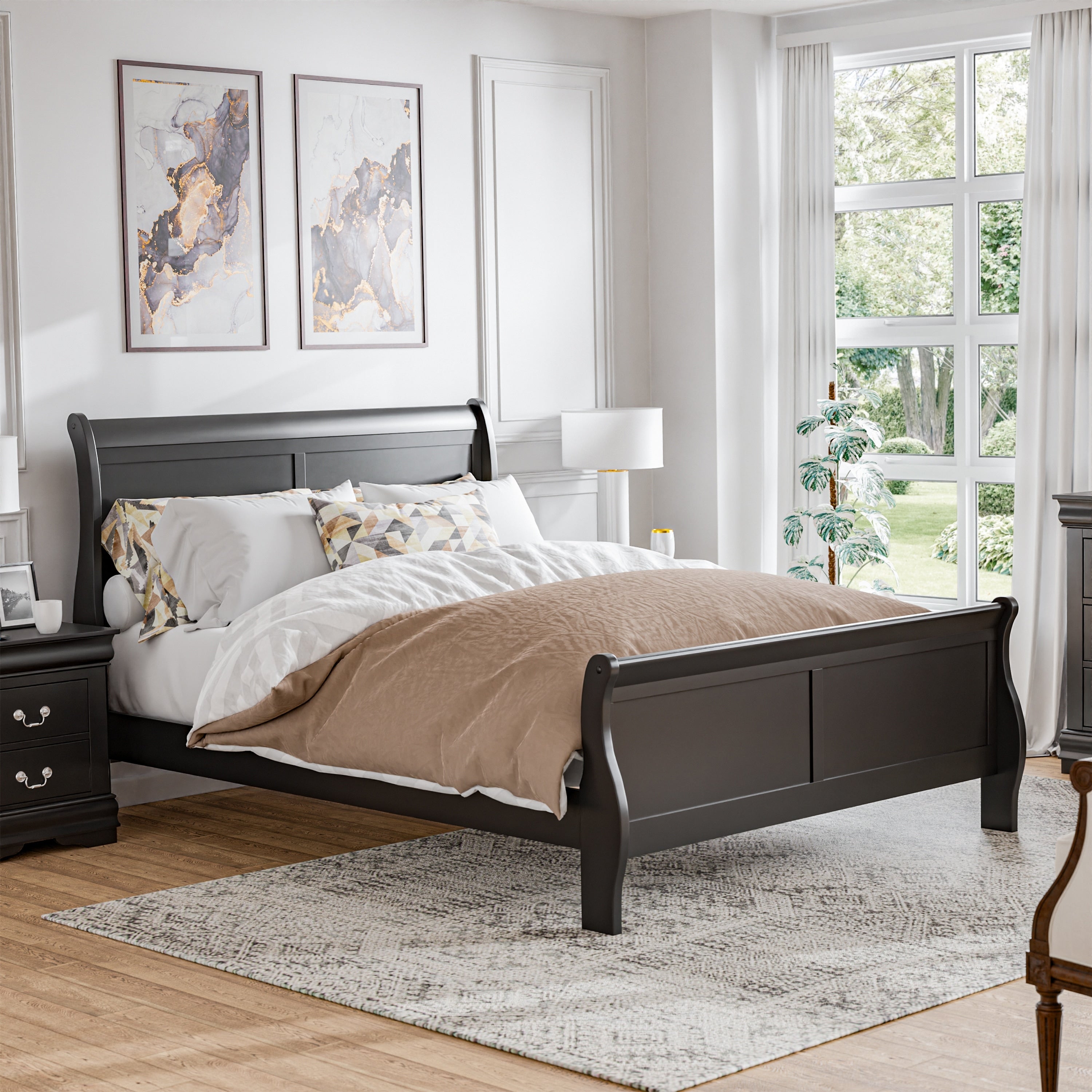 Furniture Of America Mayday Ii Paneled Black Sleigh Bed