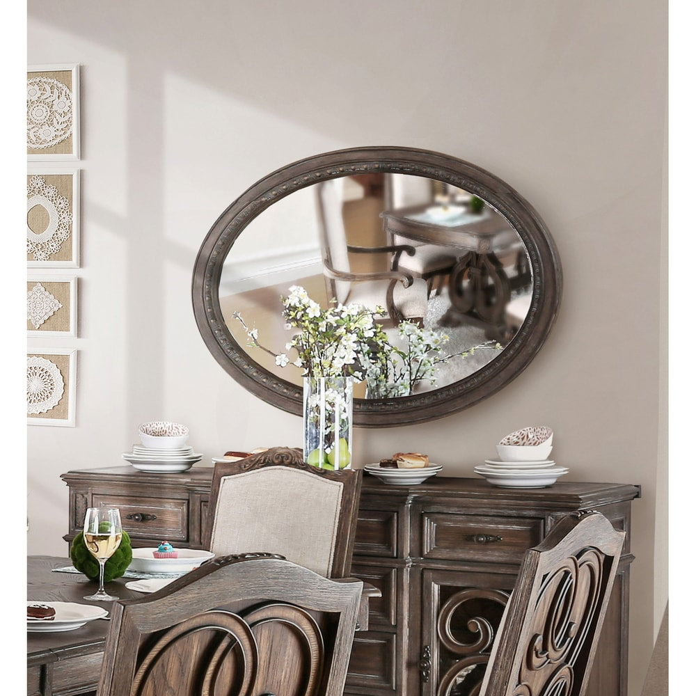 The Gray Barn Cornerways Rustic Brown 49 Inch Oval Mirror