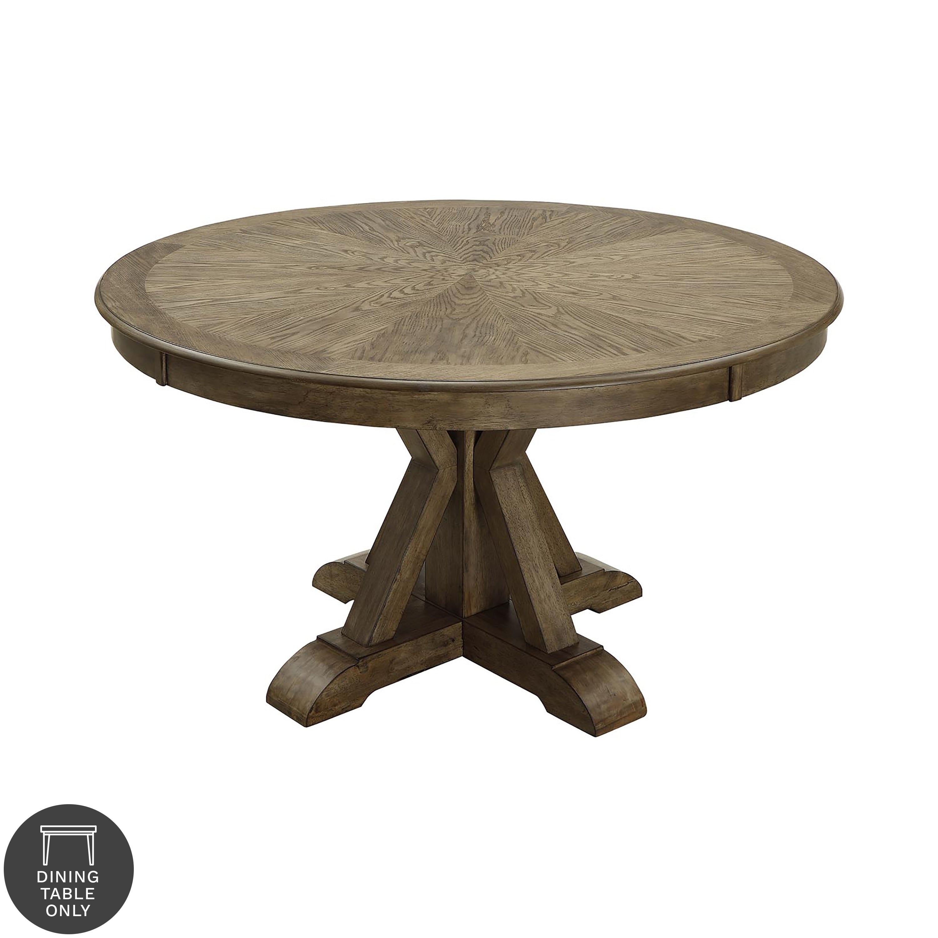 Furniture Of America Cooper Rustic Light Oak Round 54 Inch Pedestal Dining Table