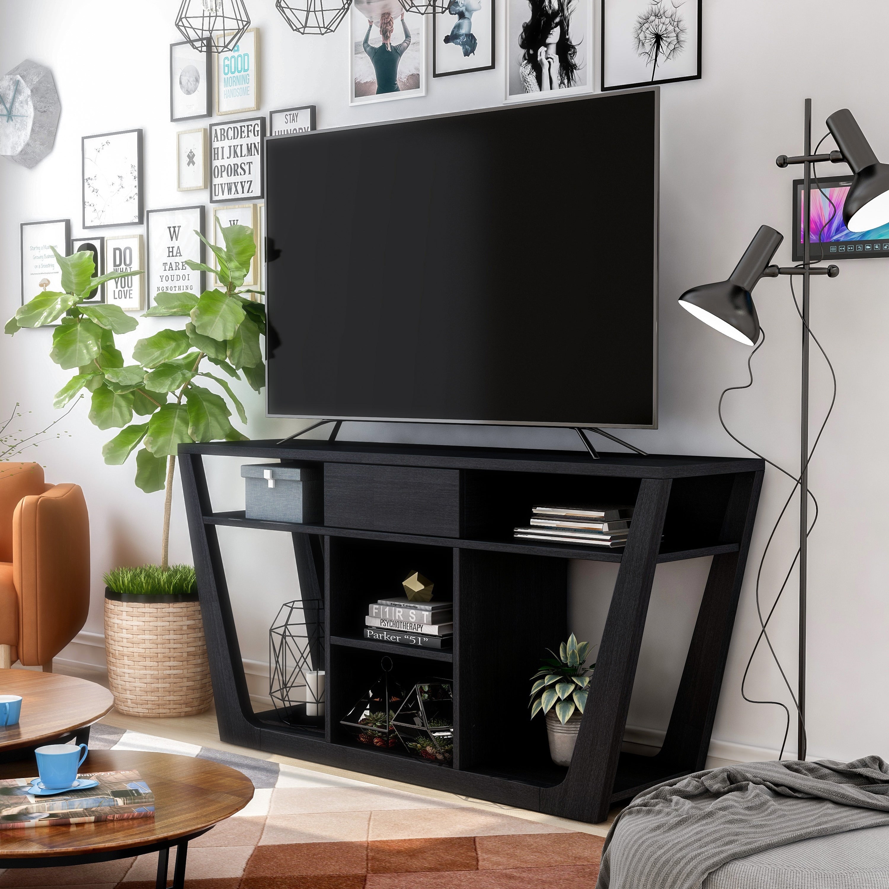 Furniture Of America Triplehorn Modern 60 Inch Open Shelf Tv Stand