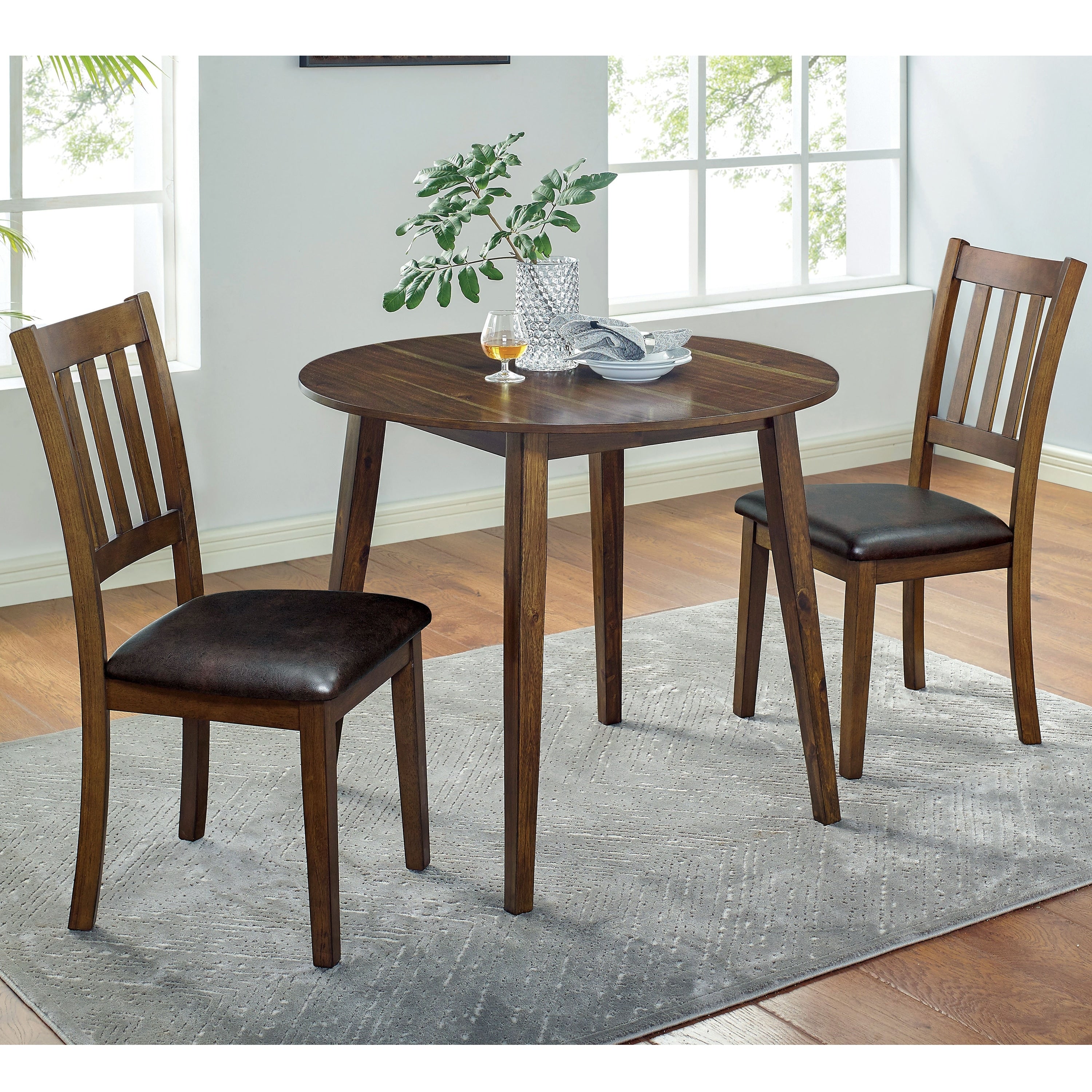 Furniture Of America Dohl Transitional Walnut 3 Piece Dining Table Set