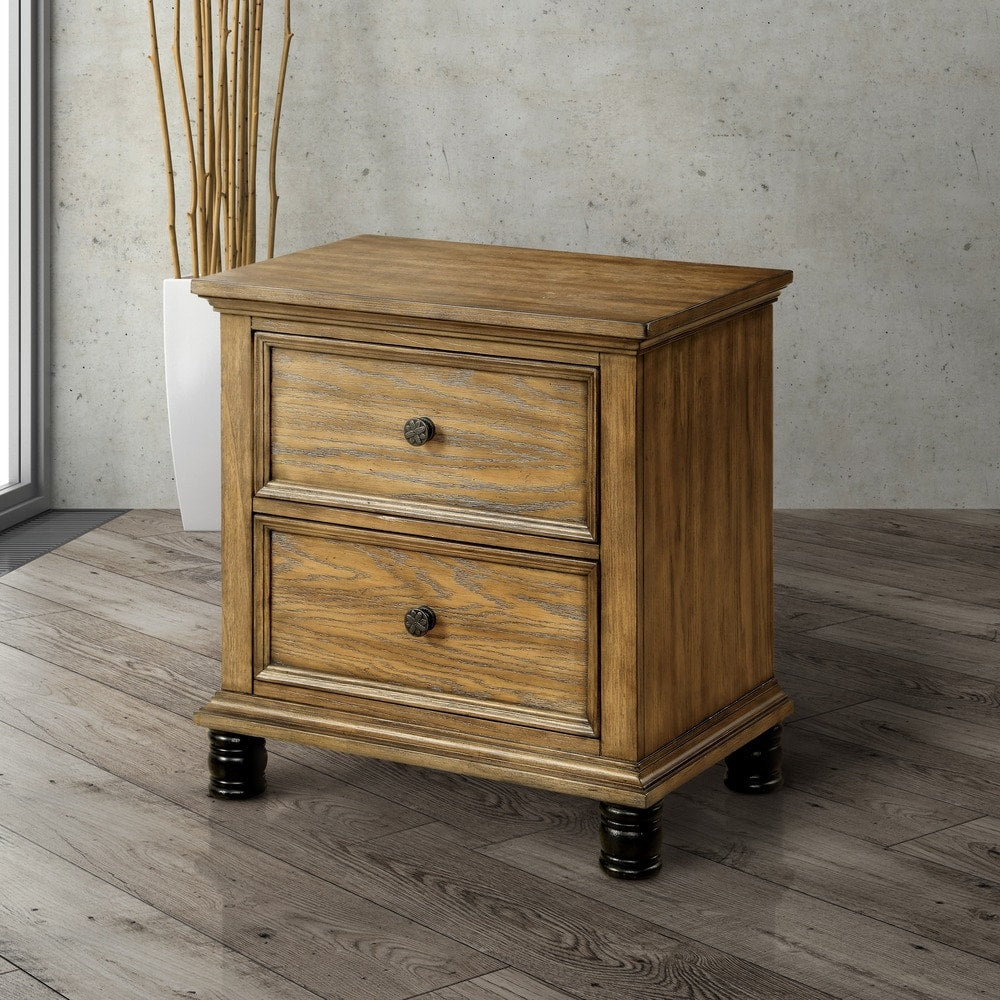 Donno Industrial Dark Oak 2 Drawer Nightstand By Foa
