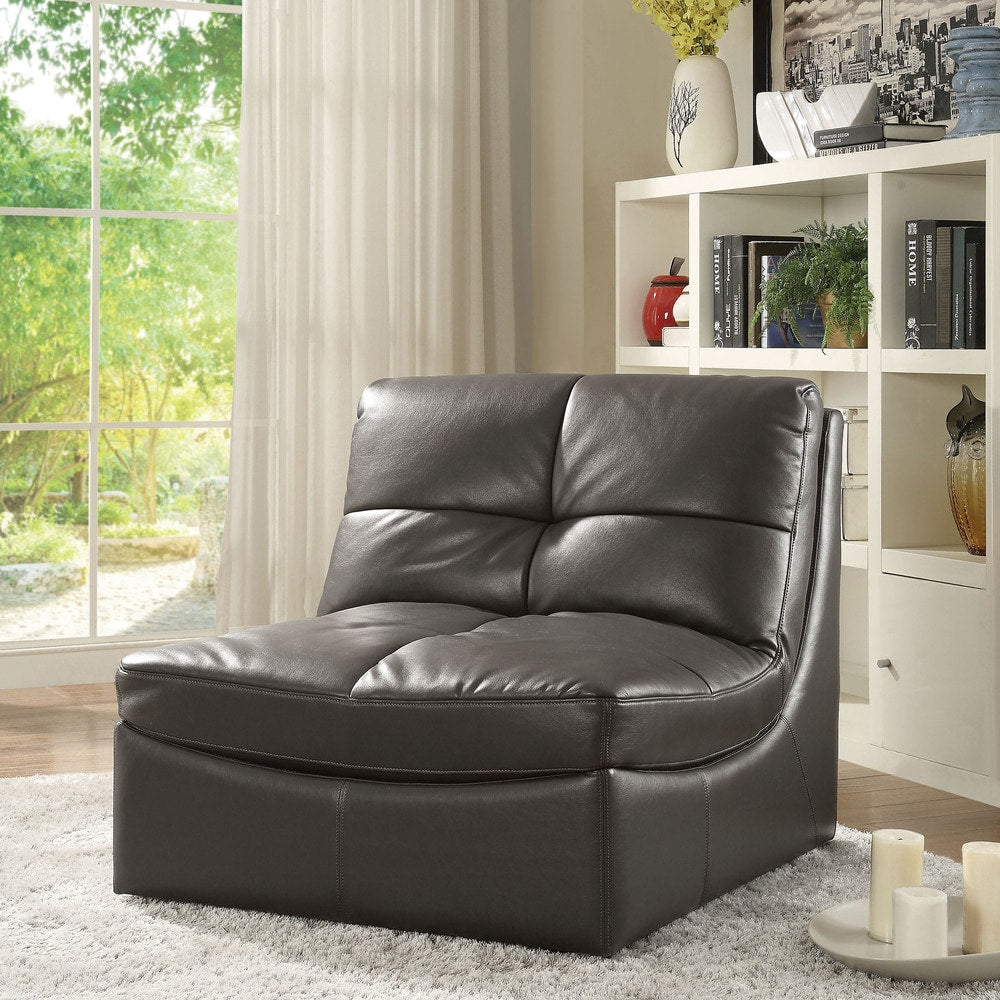 Furniture Of America Draven Modern Grey Leather Gel Accent Chair