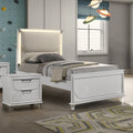 Furniture Of America Drima Modern 2 Piece Pearl White Solid Wood Kids Platform Bedroom Set With Led