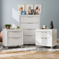 Furniture Of America Drima Modern 3 Piece Pearl White Solid Wood Kids Chest And 2 Nightstand Bedroom Set